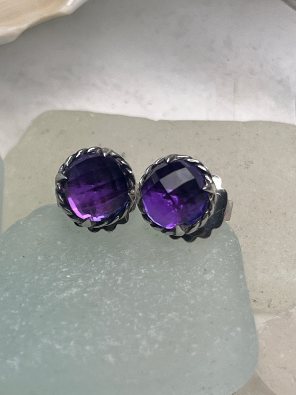 David Yurman Chatelaine Earrings with 8mm Amethyst
